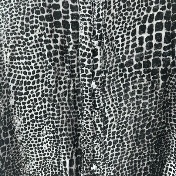 PAIGE Toscani Blouse Silk Blend Black Crocodile Burnout Velvet Top Womens XS - Picture 5 of 11